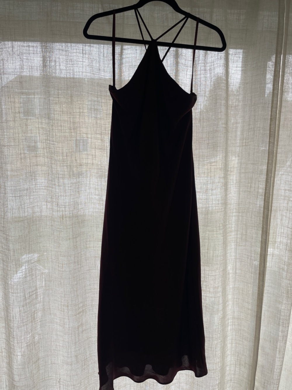 Naked Zebra Wine Strappy Midi Slip Dress